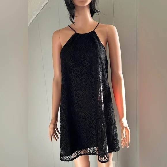 ZARA Black Lace Tank Mini Dress Size Small - Picture 6 of 10